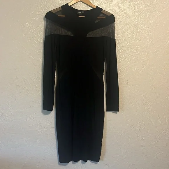 ASOS Elegant Black Dress with Sheer Cut Outs 10 - Picture 3 of 7